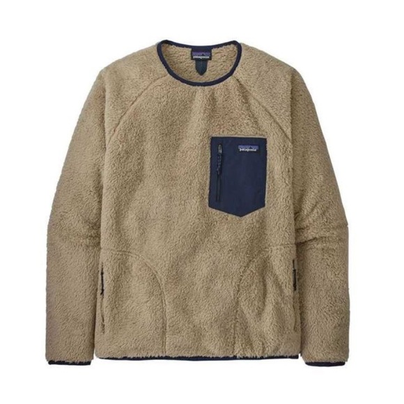 NWT’S Patagonia Los  Gatos Crew Fleece Jacket - Men's khaki & Blue SZ S - Picture 3 of 12